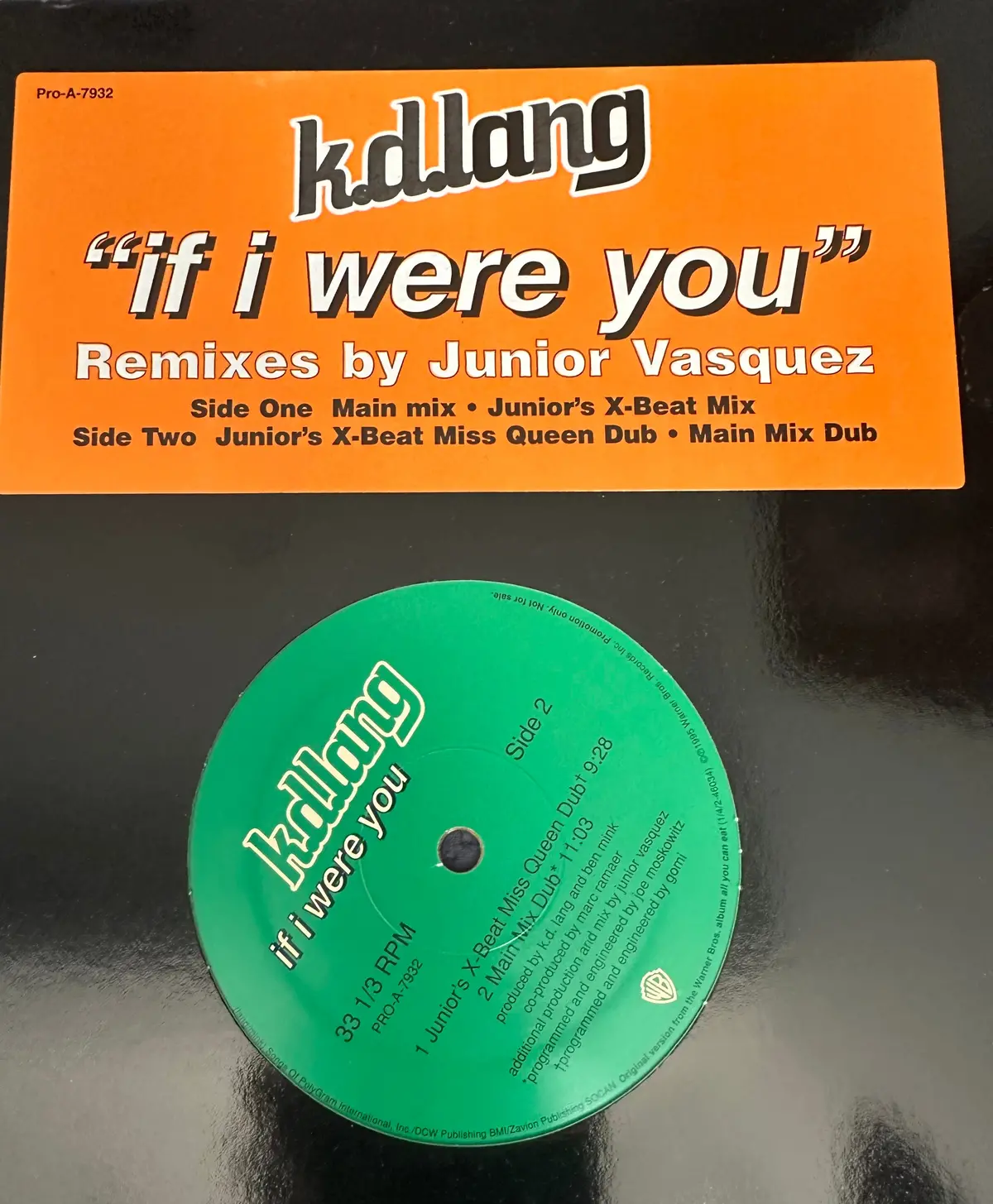 K.D. Lang 12” Single Lp Orange Vinyl If I Were You - Remixes 1