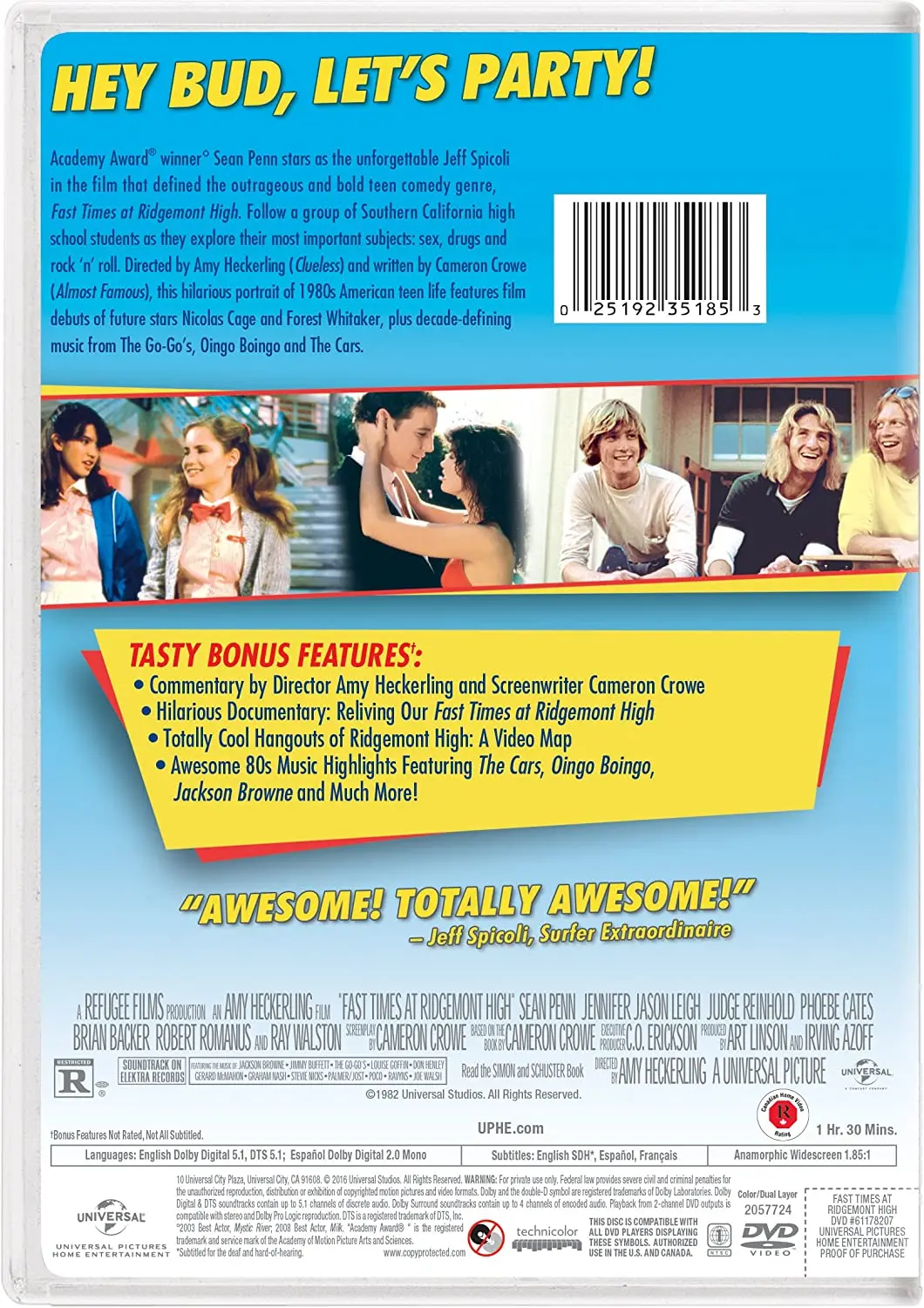 Fast Times At Ridgemont High - Widescreen Special Edition Dvd (New) 2