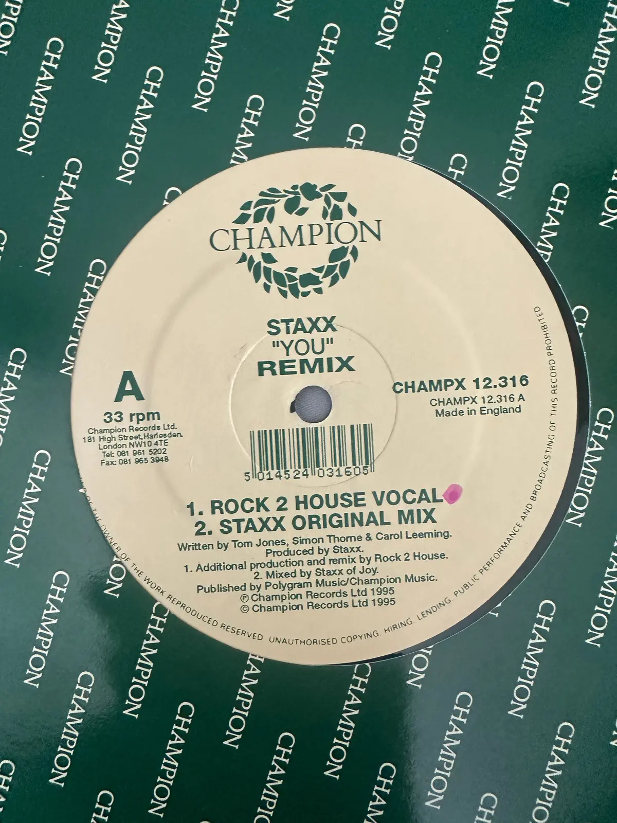 Staxx - You Remixes 12” Single Lp Vinyl Used 2