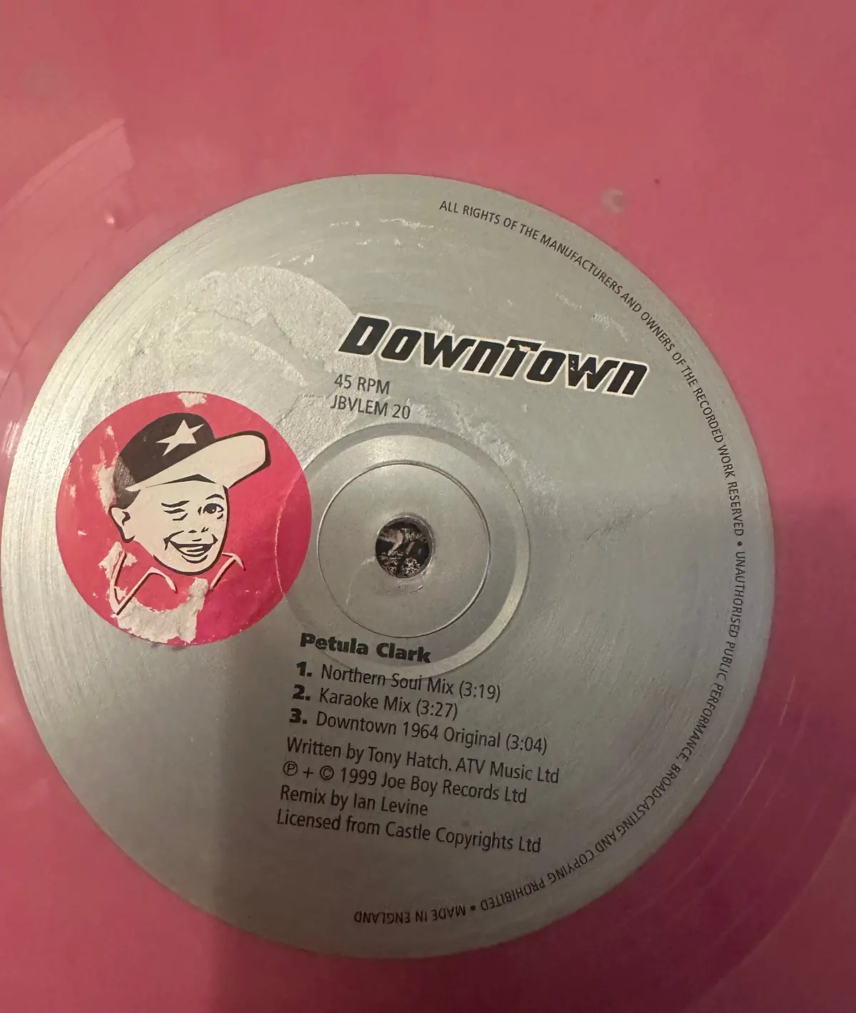 Petula Clark Downtown 1999 Remixes Pink Marbled 12” Single Lp Vinyl Used 1