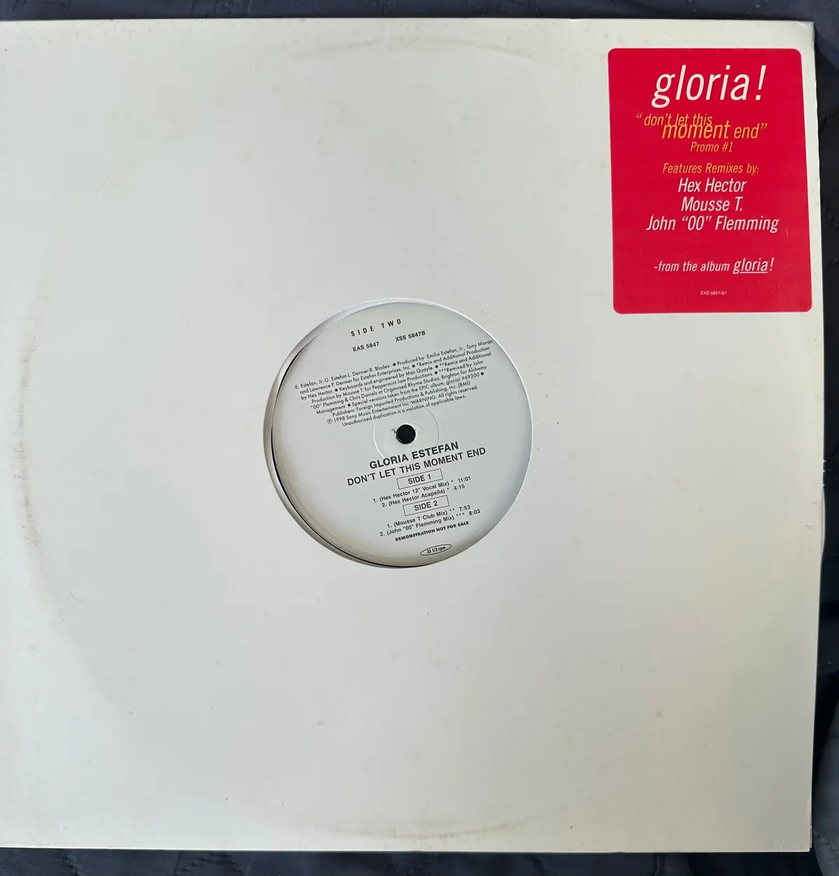 Gloria Estefan 12” Single - Don’T Let This Moment End  Promo #1  Lp Vinyl - Used 1