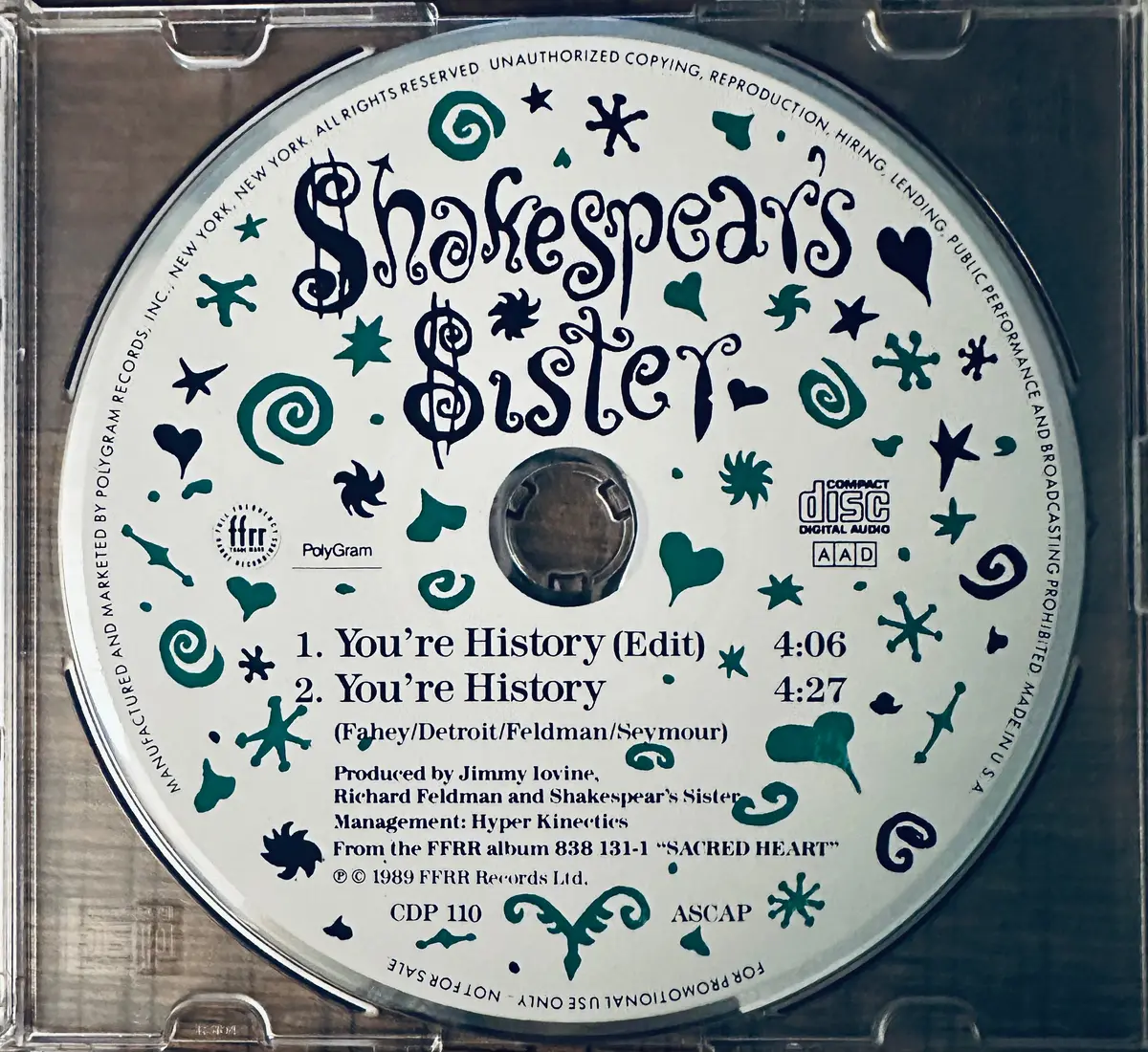Shakespear’S Sister Your History Promo Cd Single 1