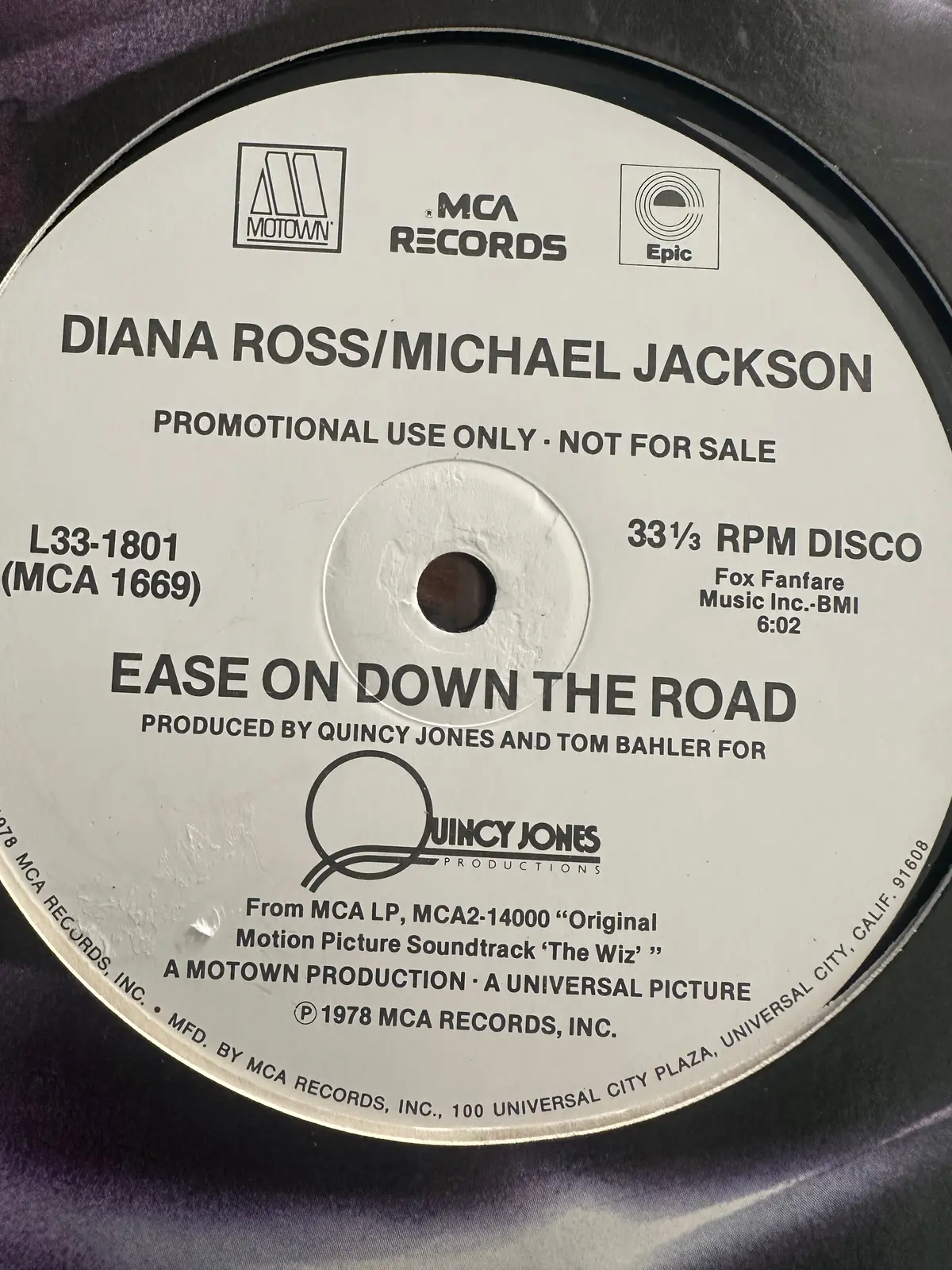 Diana Ross Michael Jackson 12” Single 1978 - Ease On Down The Road 2