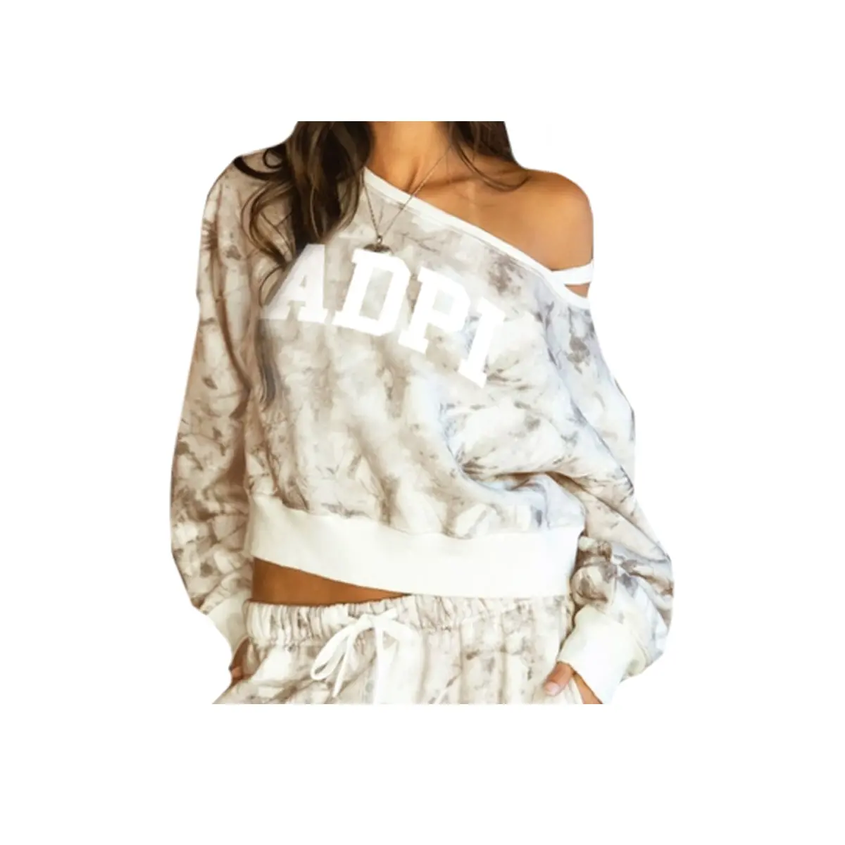 Alpha Delta Pi Camo Off The Shoulder Sweatshirt - Camouflage 1