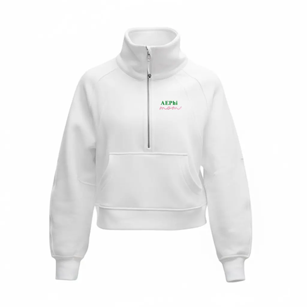 Alpha Epsilon Phi Mom Lululemon Scuba Oversized Funnel-Neck Half Zip - White 1