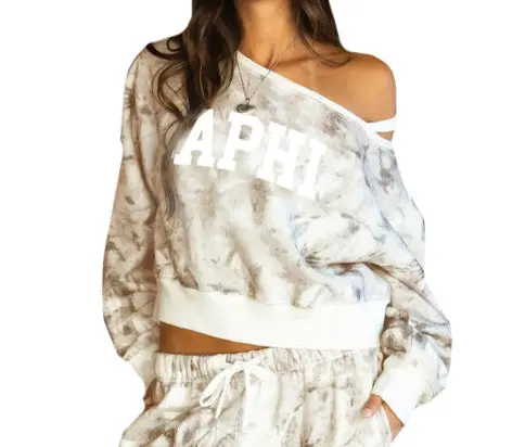 Alpha Phi Camo Off The Shoulder Sweatshirt - Camouflage 1