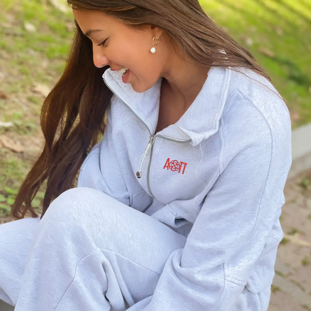 Alpha Omicron Pi Lululemon Scuba Oversized Funnel-Neck Half Zip - Aoii With Infinity Rose 2