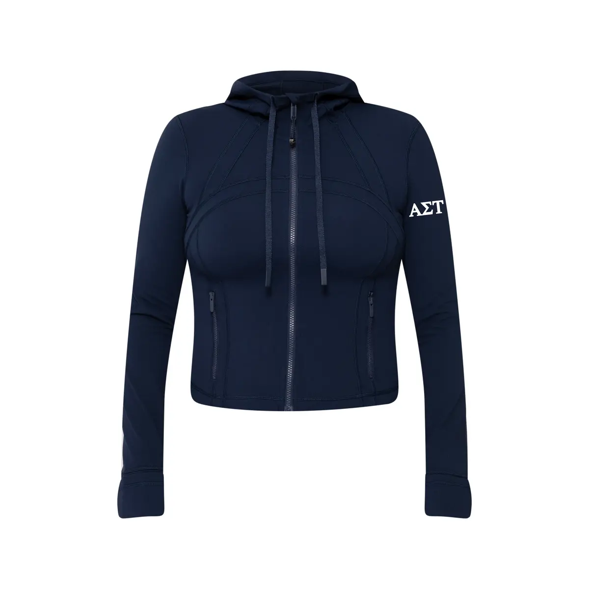 Alpha Sigma Tau Lululemon Define Cropped Hooded Jacket Nulu - Navy 1