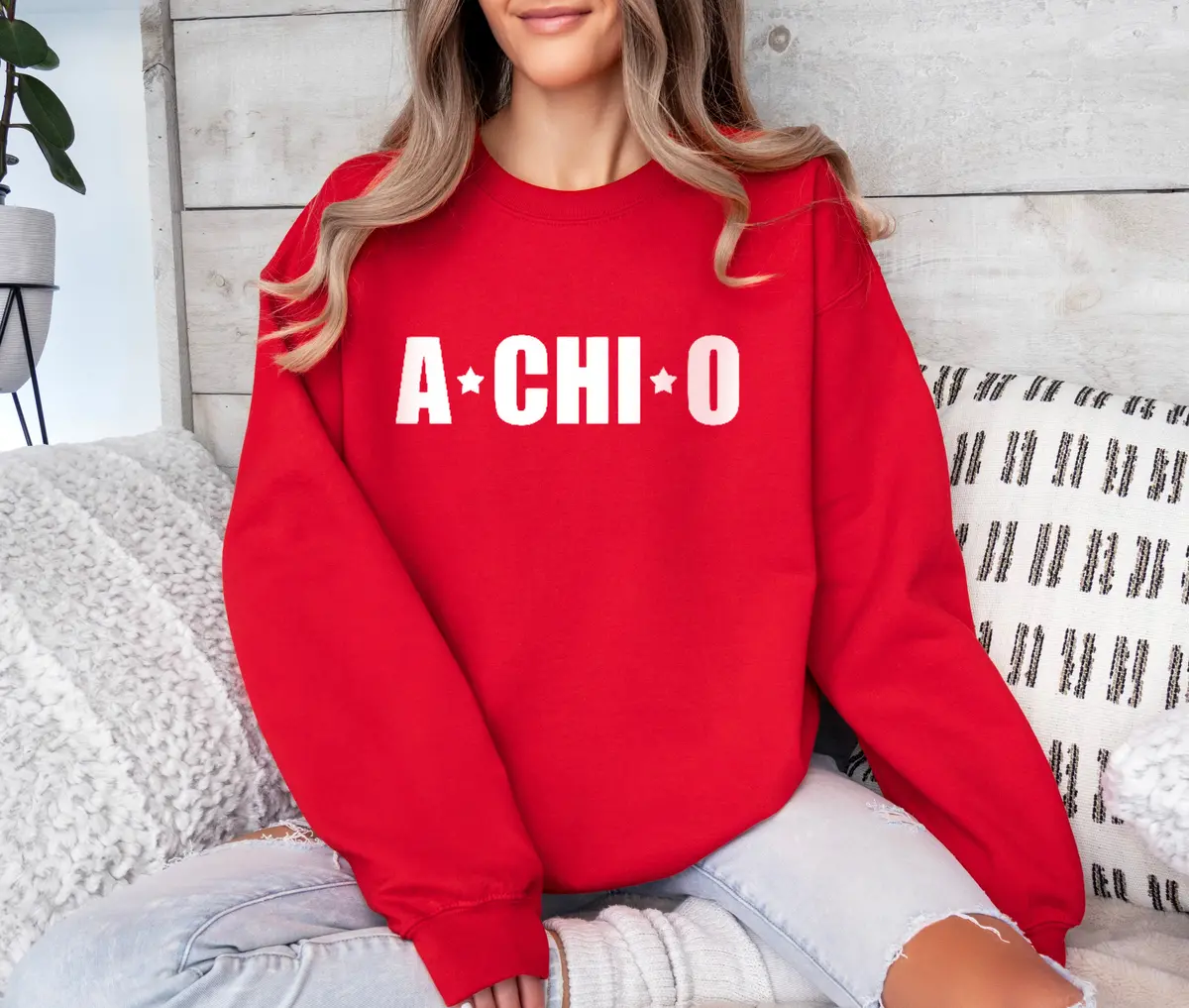 Alpha Chi Omega Crewneck Sweatshirt - Stars 1