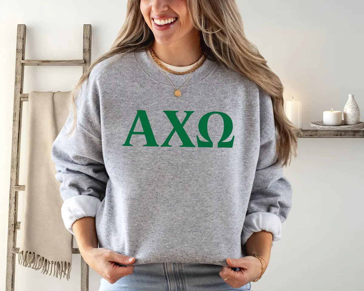 Alpha Chi Omega Crewneck Sweatshirt - Axo Letters 1