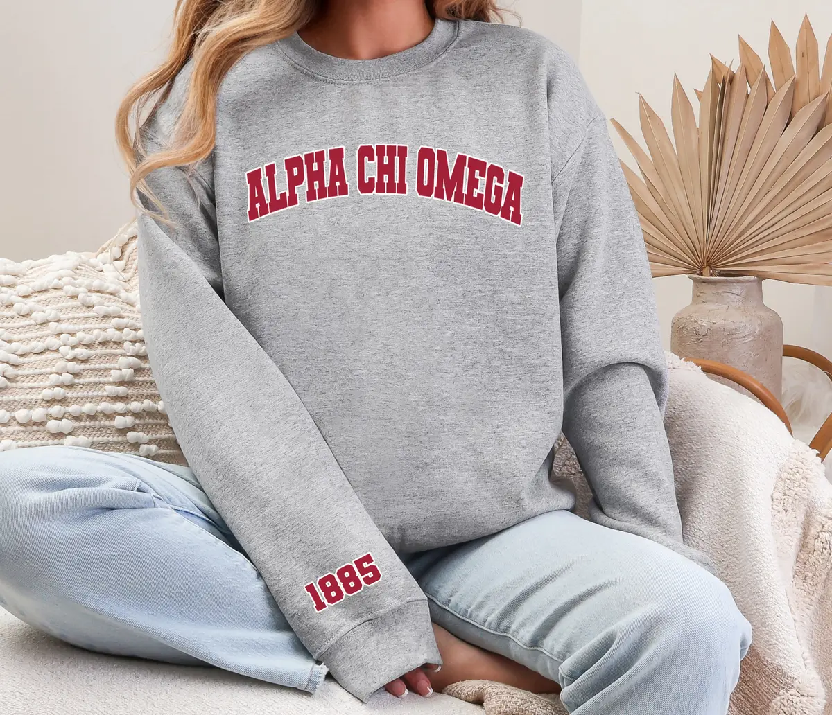 Alpha Chi Omega Varsity Crewneck 1885 1