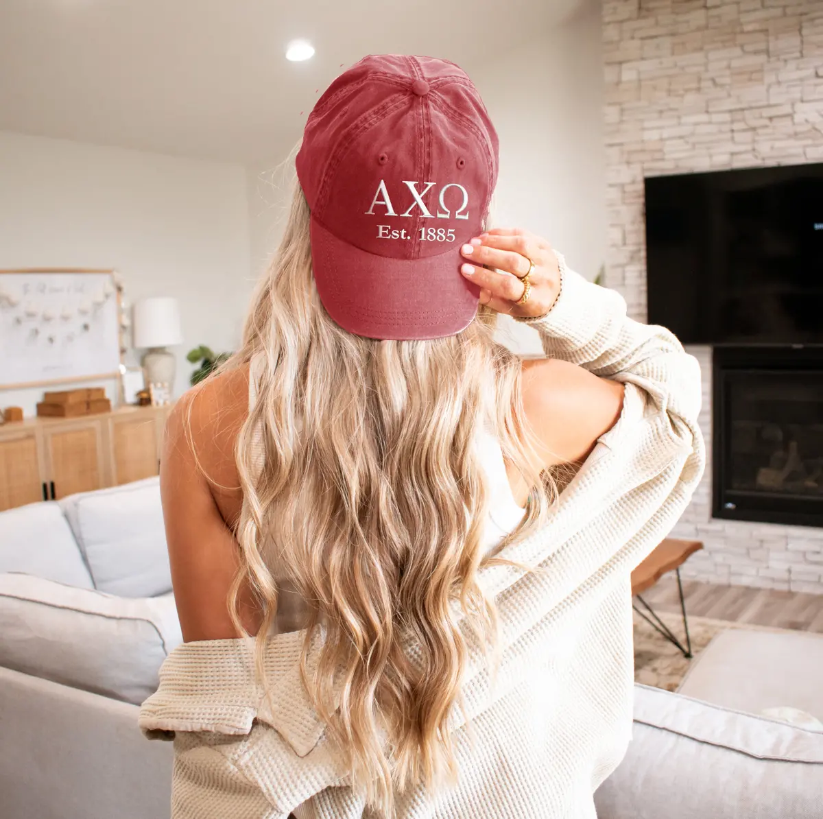 Alpha Chi Omega Beach Washed Hat 1