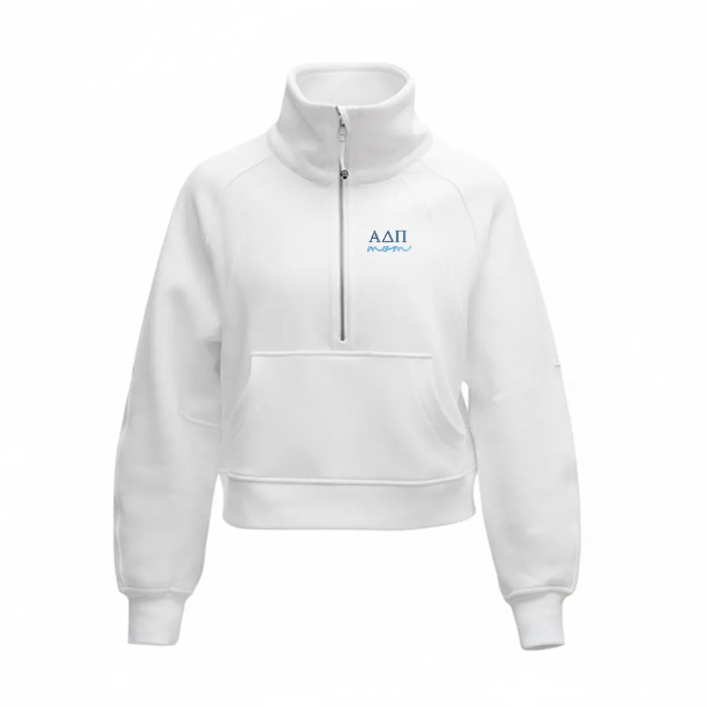 Alpha Delta Pi Mom Lululemon Scuba Oversized Funnel-Neck Half Zip - White 1