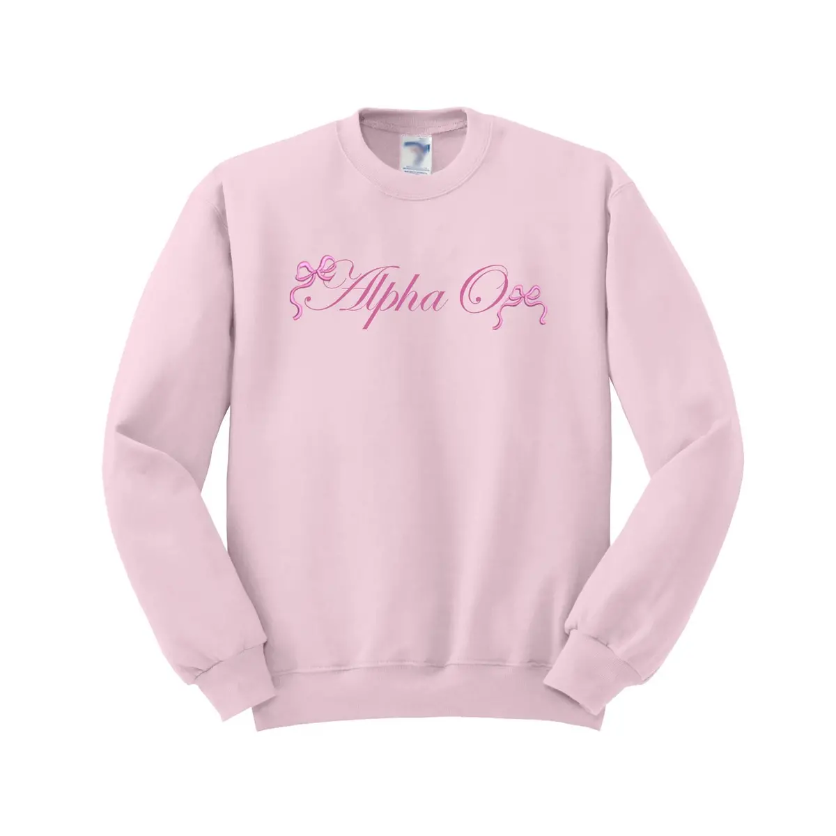 Alpha Omicron Pi Ribbons & Bows Embroidered Crewneck - Alpha O Sweatshirt 1