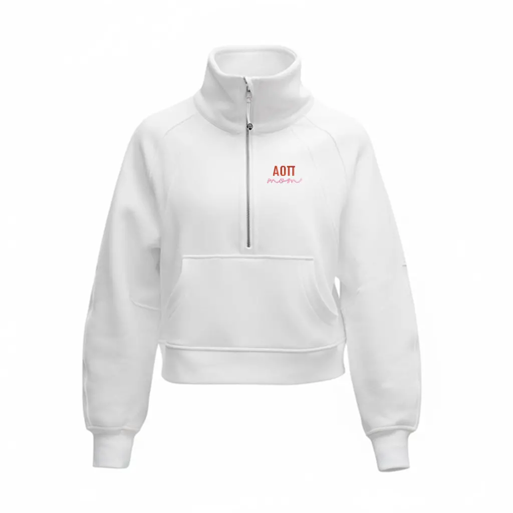Alpha Omicron Pi Mom Lululemon Scuba Oversized Funnel-Neck Half Zip - White 1