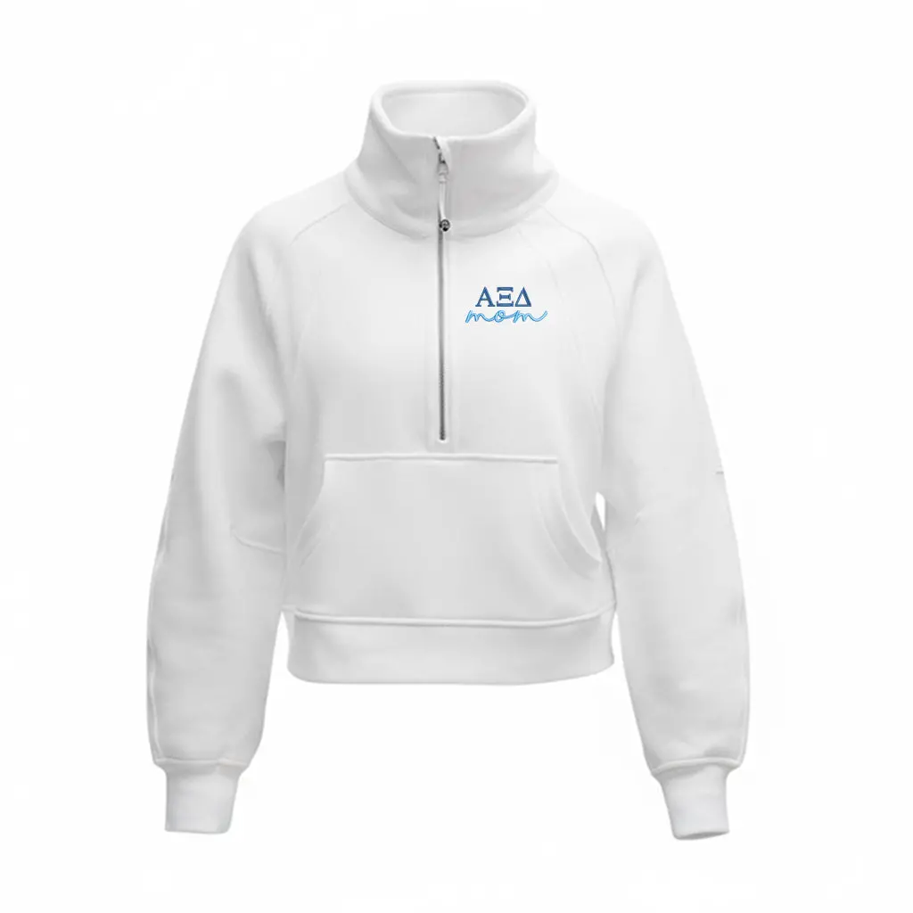 Alpha Xi Delta Mom Lululemon Scuba Oversized Funnel-Neck Half Zip - White 1