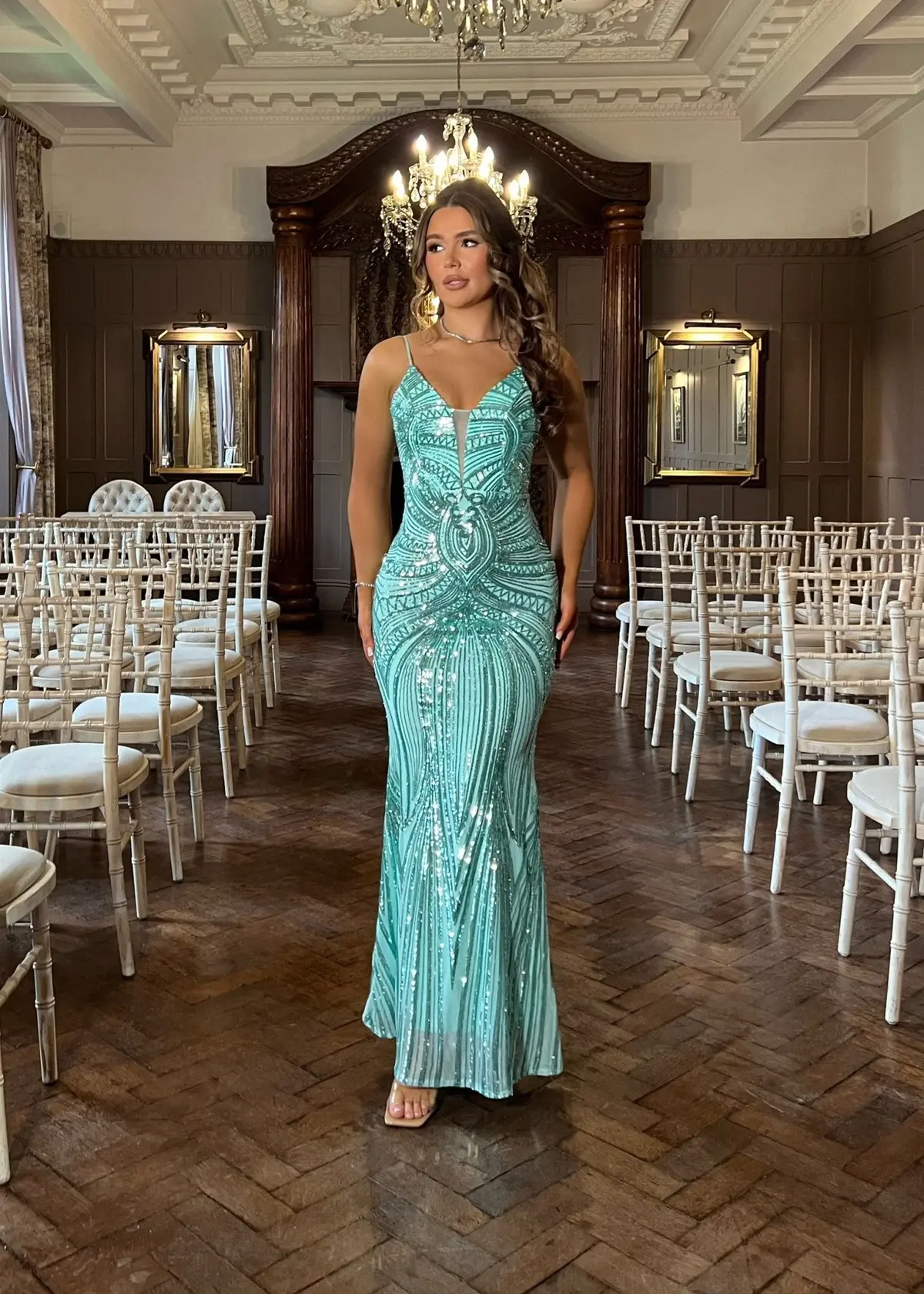 Always Sparkling Embellished Gown - Aqua 1