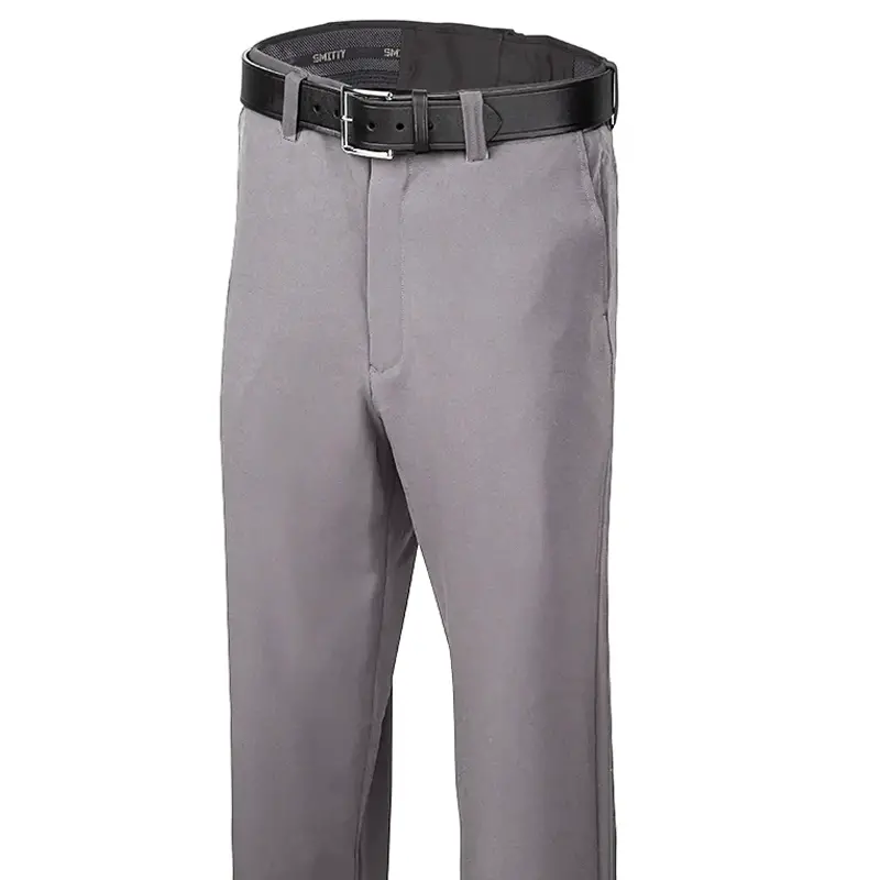 Bbs358 Gr Men's Grey 4-Way Stretch Grey Flat Front Plate Pants W/ Expander Waistband 1