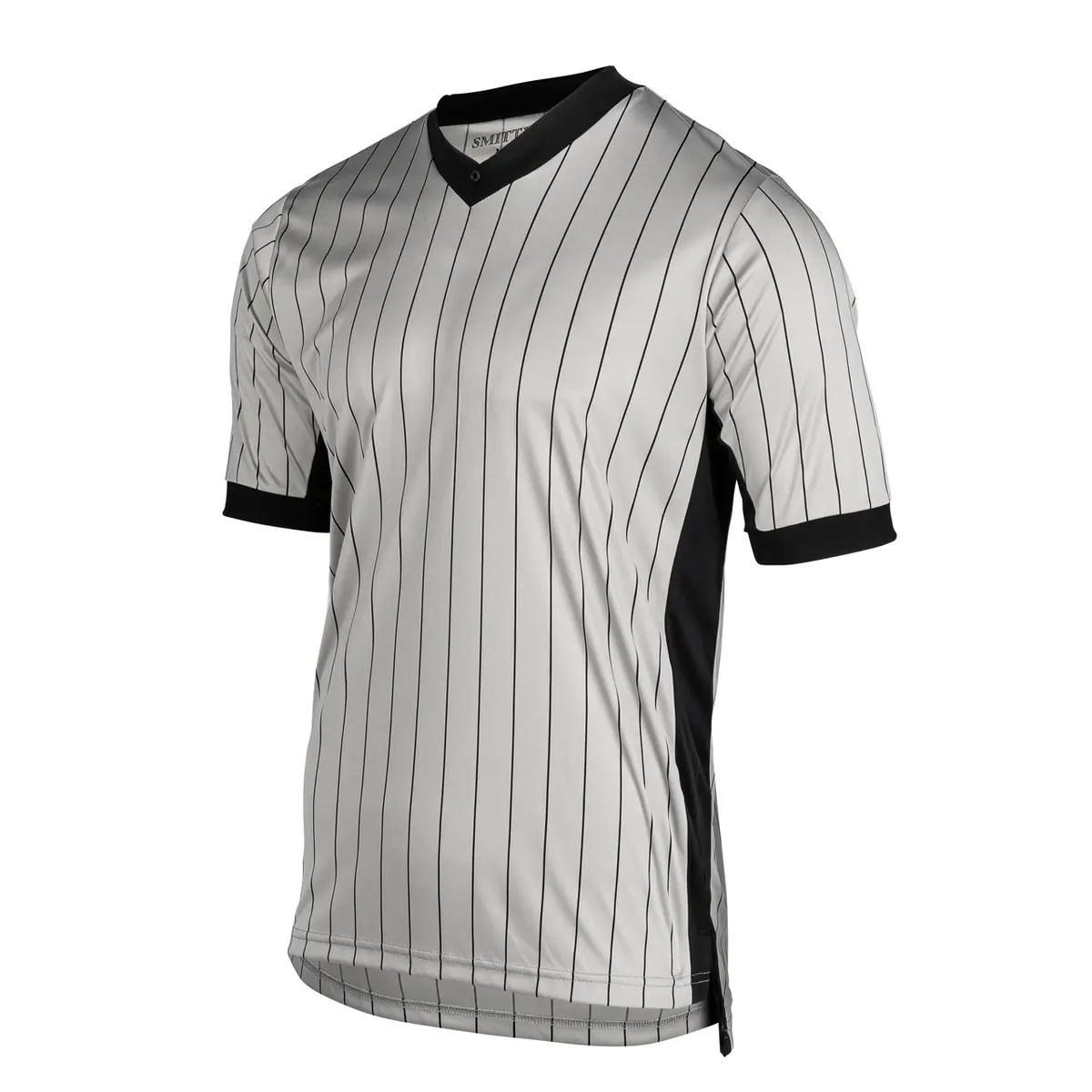 A Stock Grey W/Black Pinstripe Men's Basketball/Wrestling Shirt W/Black Side Panel 1