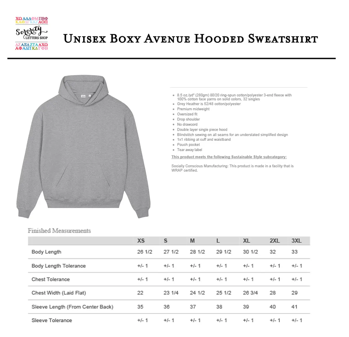 Delta Gamma Oversized Pullover Hoodie With Wordmark 5