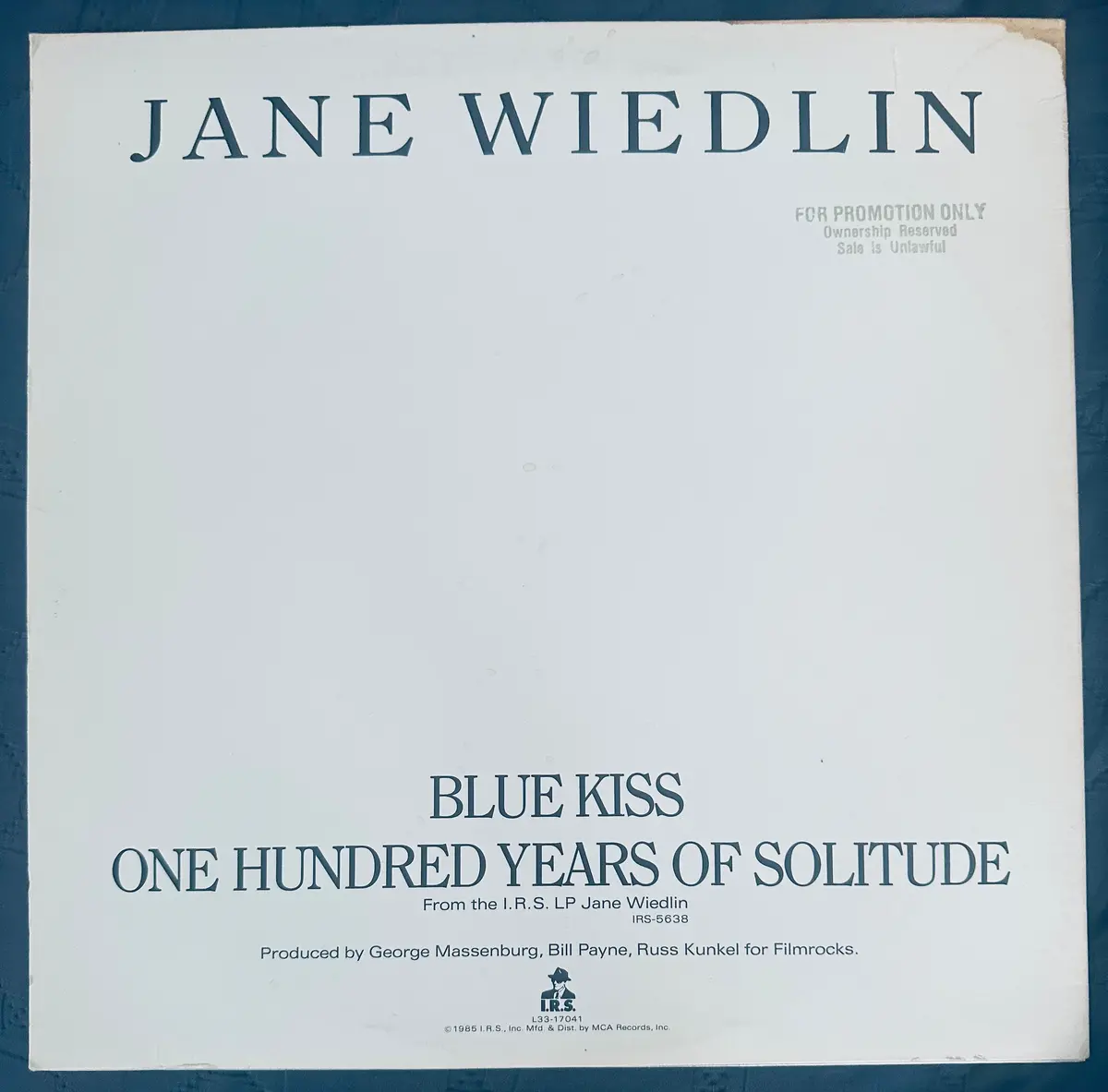 Jane Wiedlin - Blue Kiss / One Hundred Years Of Solitude Promo 12” Vinyl Lp - Used 2