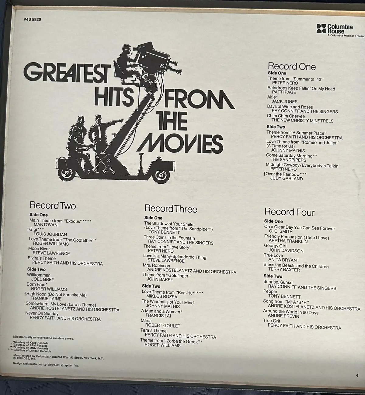 Greatest Hits From The Movies 1973 Box Set 4Xlp Vinyl - Used (Usa Orders Only) 2