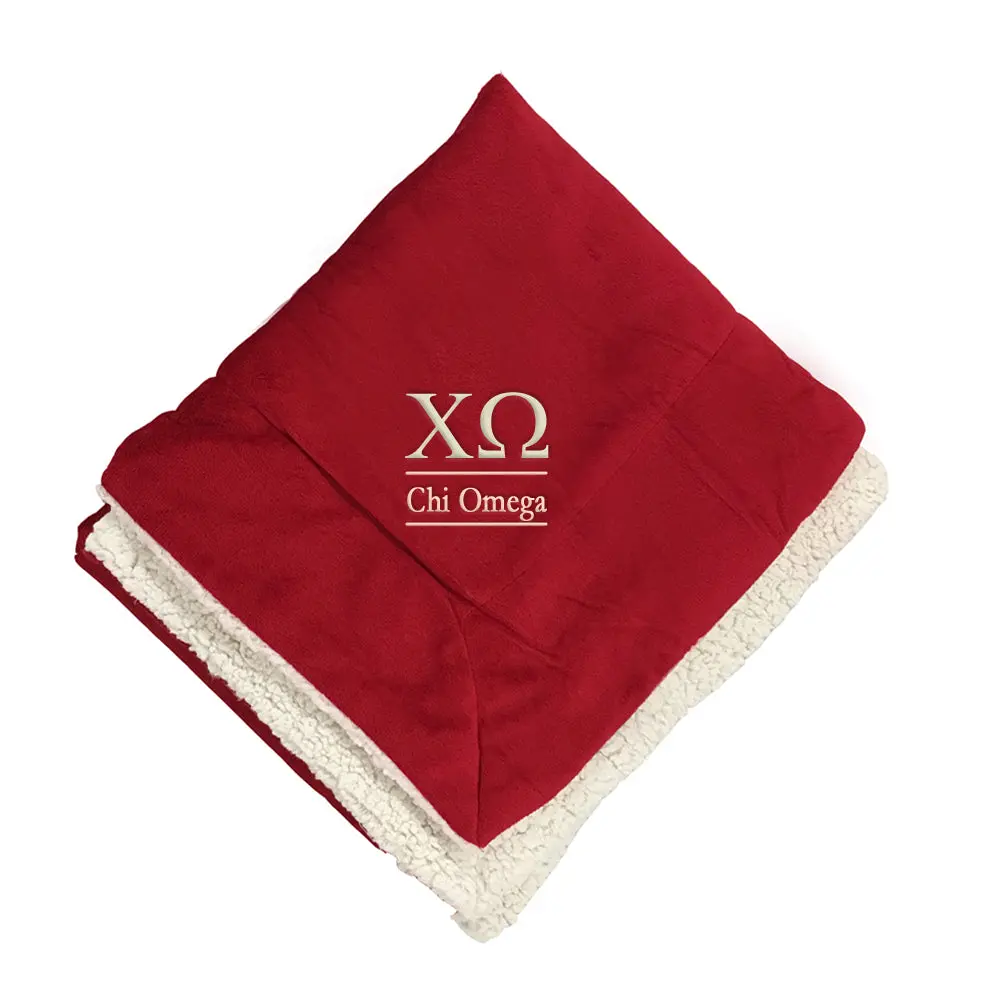 Chi Omega Sherpa Throw Blanket 1