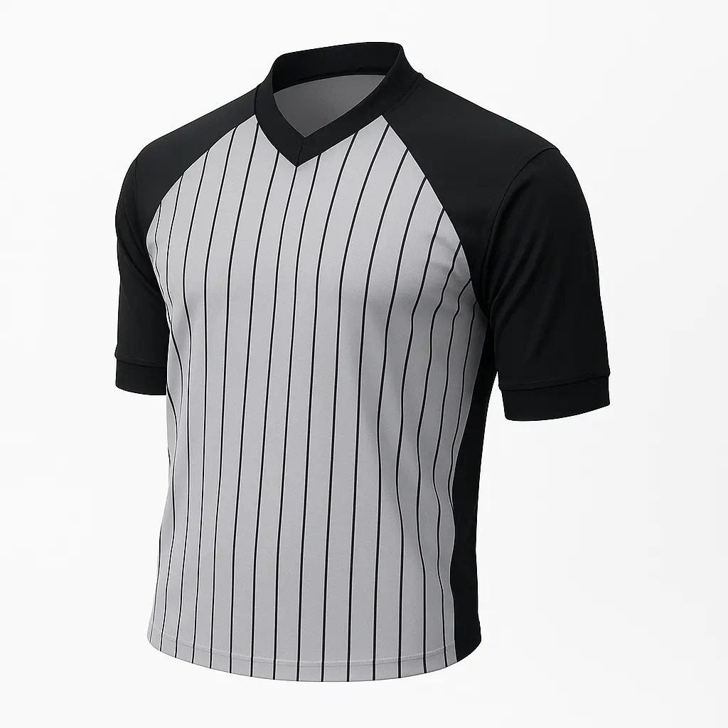 Smitty Dye Sublimated Grey W/Black Pinstripe Men's Basketball/Wrestling Shirt With Black Raglan Like Sleeves 1