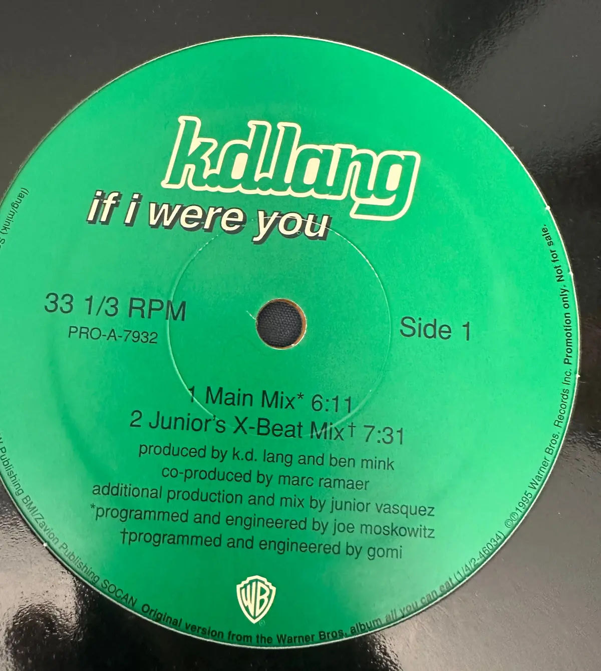 K.D. Lang 12” Single Lp Orange Vinyl If I Were You - Remixes 2