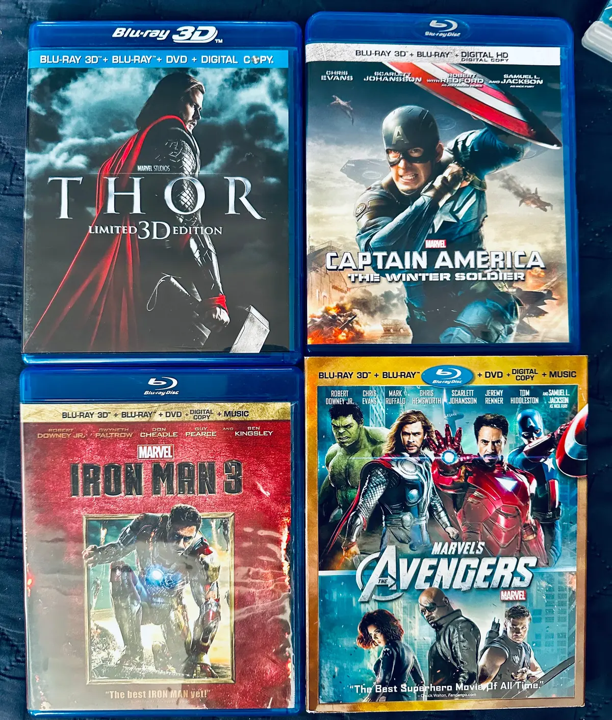 Four Movies In 3-D. Iron Man Three, Captain America, Thor, The Avengers. 1