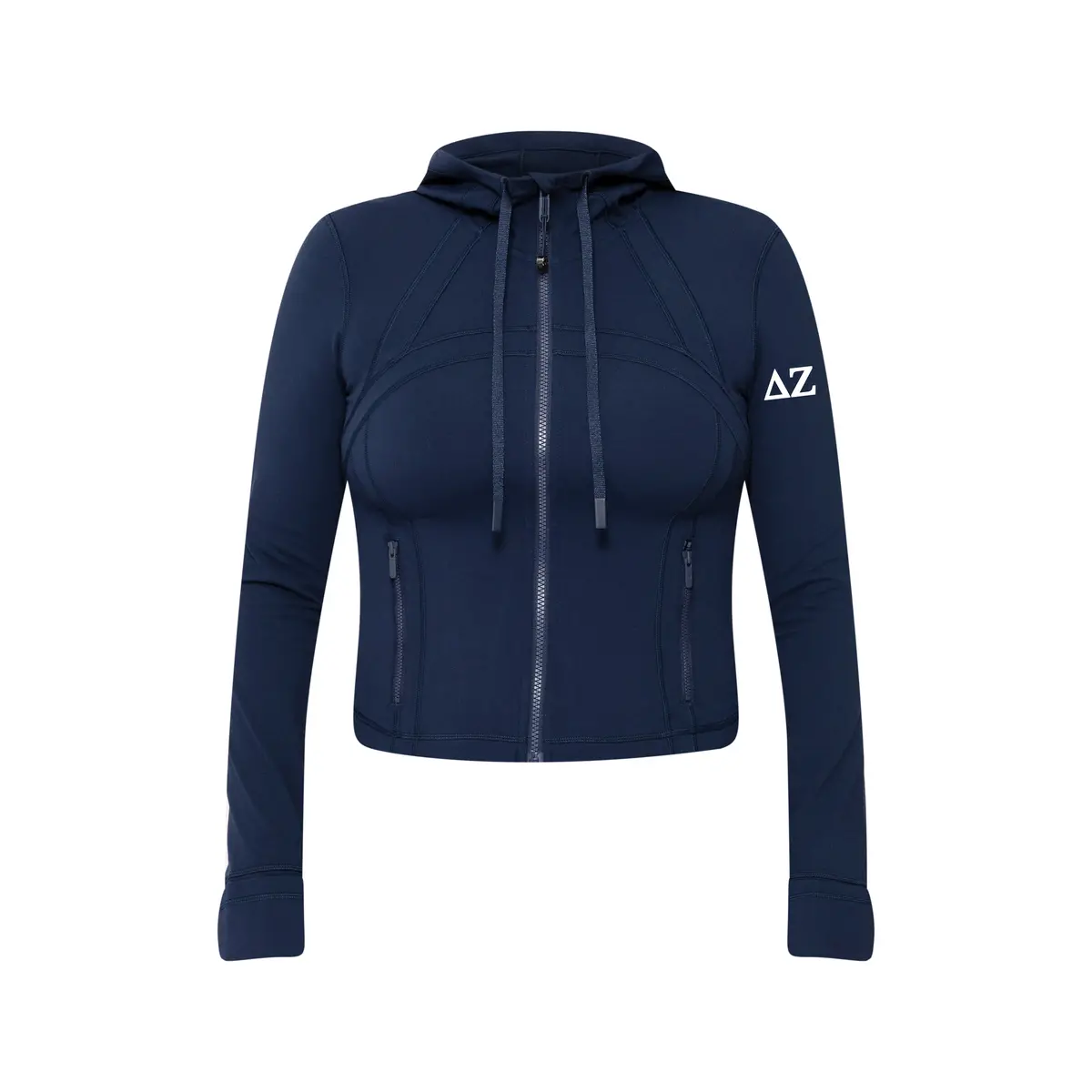 Delta Zeta Lululemon Define Cropped Hooded Jacket Nulu - Navy 1