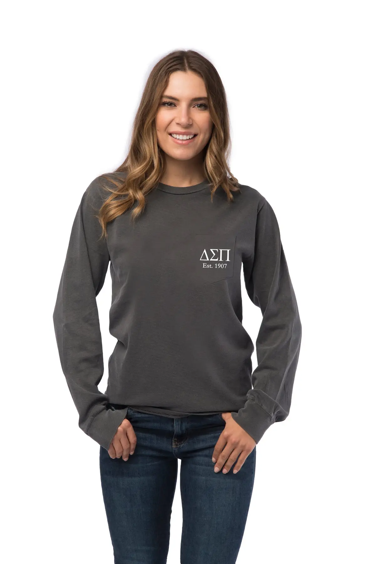 Delta Sigma Pi Long Sleeve Pocket Tee 1