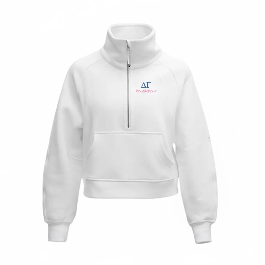 Delta Gamma Mom Lululemon Scuba Oversized Funnel-Neck Half Zip - White 1