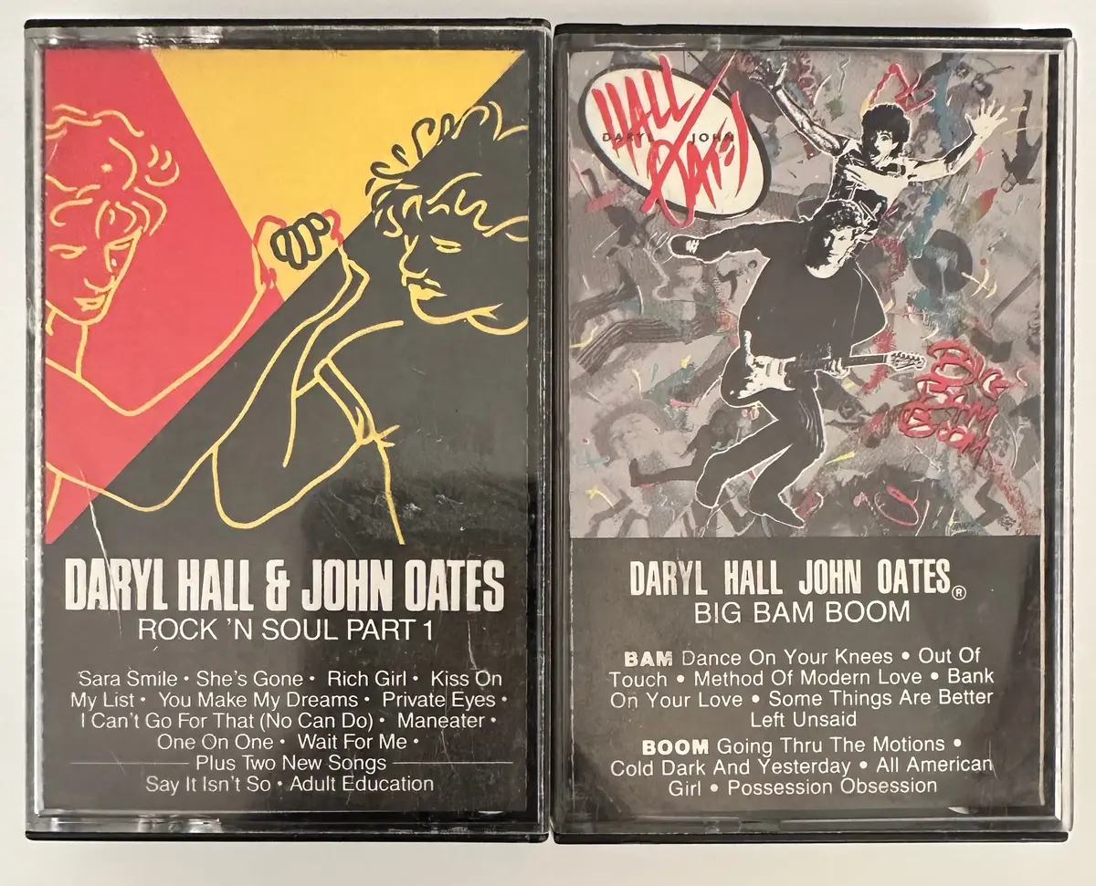 Hall & Oates - 2 Cassette Tapes  (Hits And Big Bam Boom) - Used 1