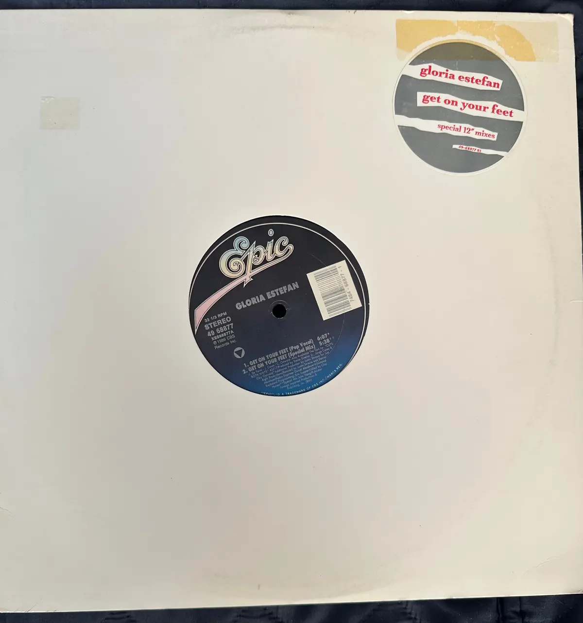 Gloria Estefan 12” Single - Get On Your Feet 1989  Lp Vinyl - Used 1