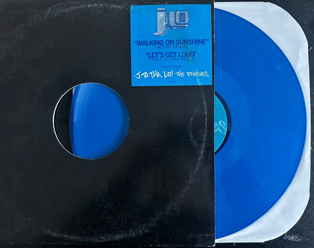 Jennifer Lopez - Walking On Sunshine / Let's Get Loud  "Blue" Vinyl 12" Single Lp - Used 1