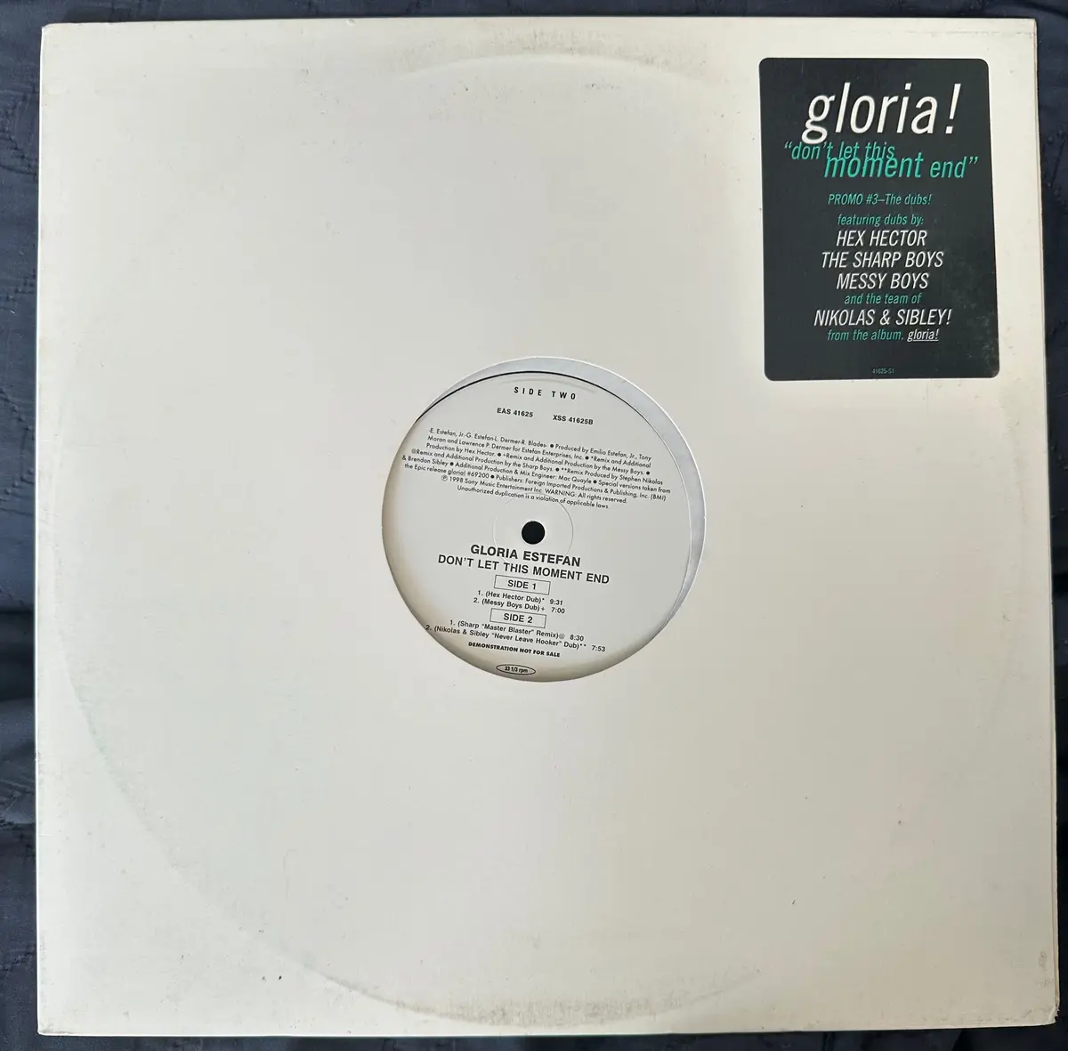 Gloria Estefan 12” Single - Don’T Let This Moment End  Promo #3 Lp Vinyl - Used 1