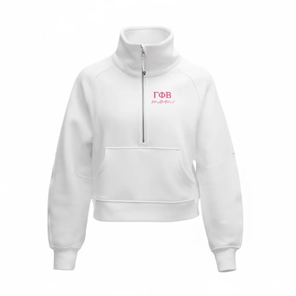 Gamma Phi Beta Mom Lululemon Scuba Oversized Funnel-Neck Half Zip - White 1