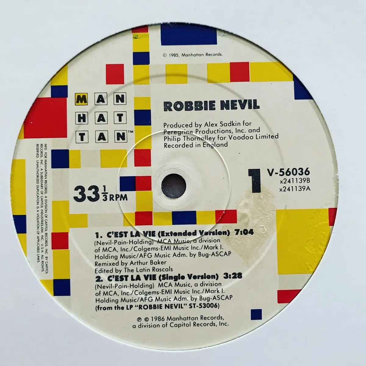 Robbie Nevil - C'est La Vie (12" Remix Vinyl) Used 1