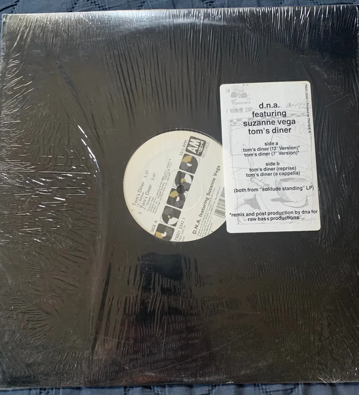 D.N.A Ft: Suzanne Vega - Tom's Diner -12" Lp Vinyl - Used 1