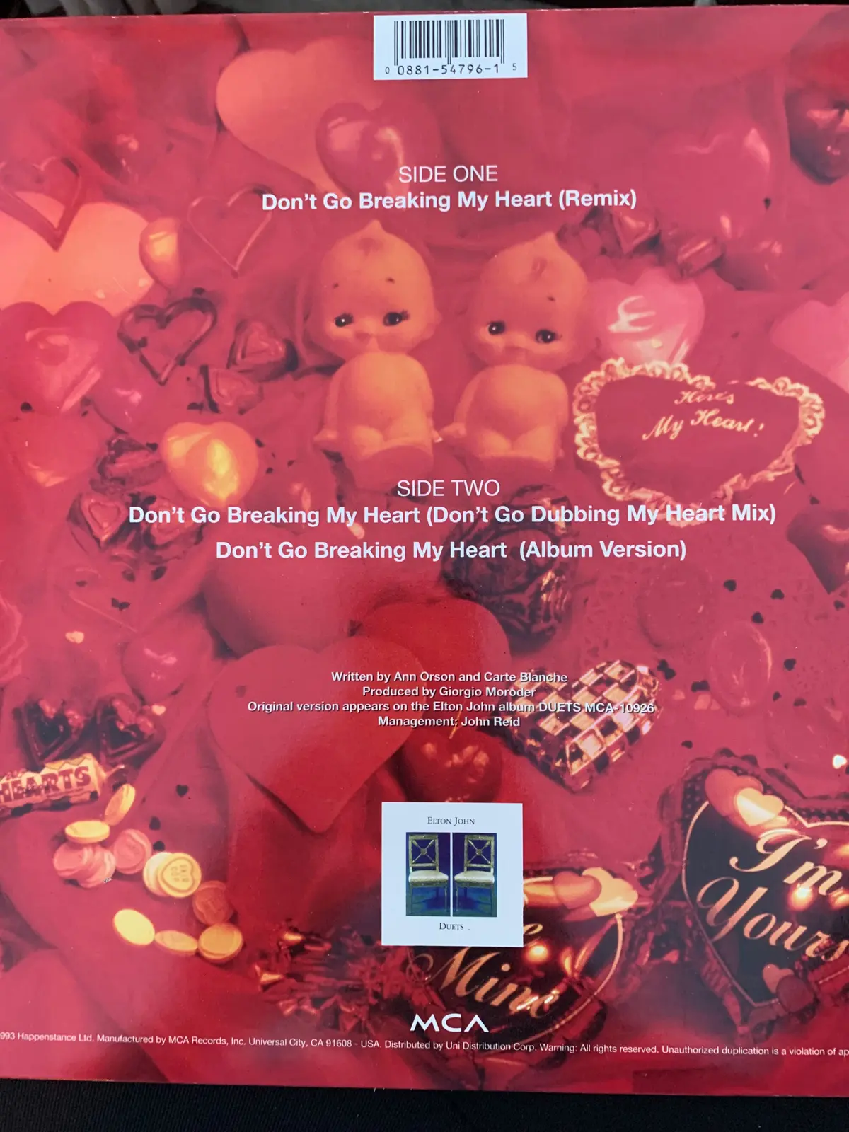 Elton John & Ru Paul - Don't Go Breaking My Heart 12" Vinyl - Used 2