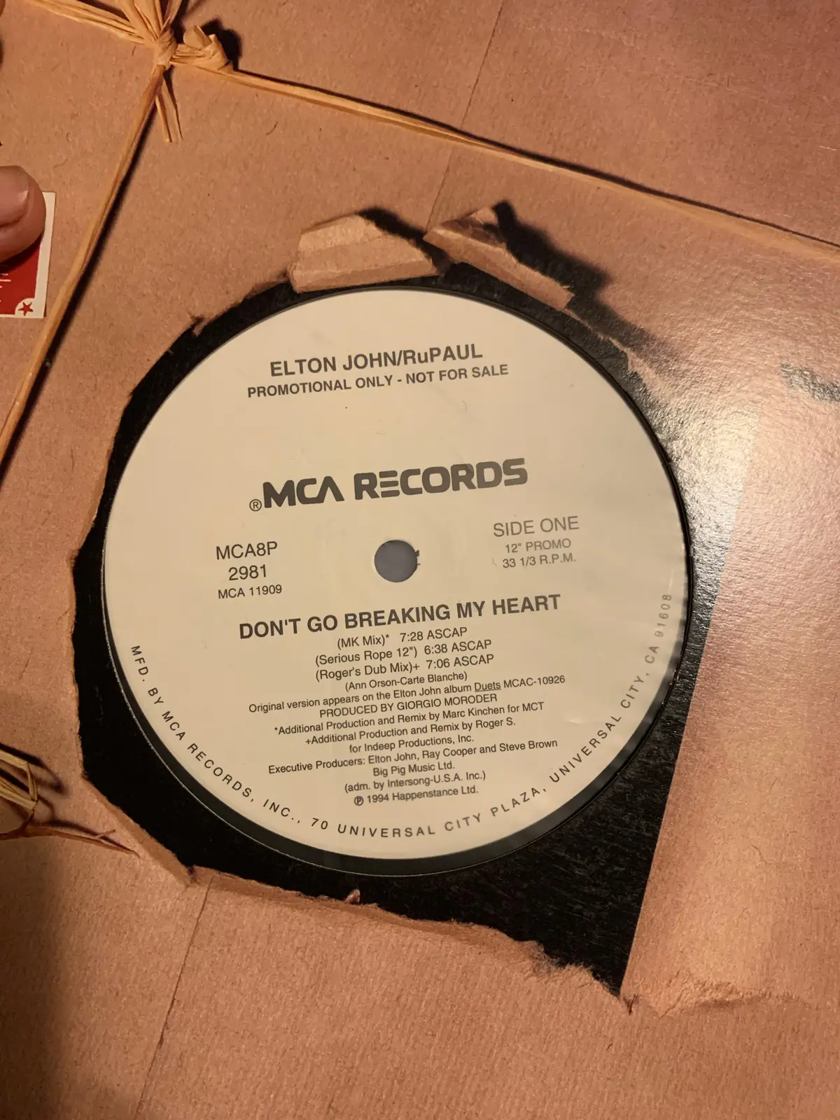 Elton John And Rupaul (Ru Paul) - Don't Go Breaking My Heart Promo 12" Lp Vinyl - Used 2