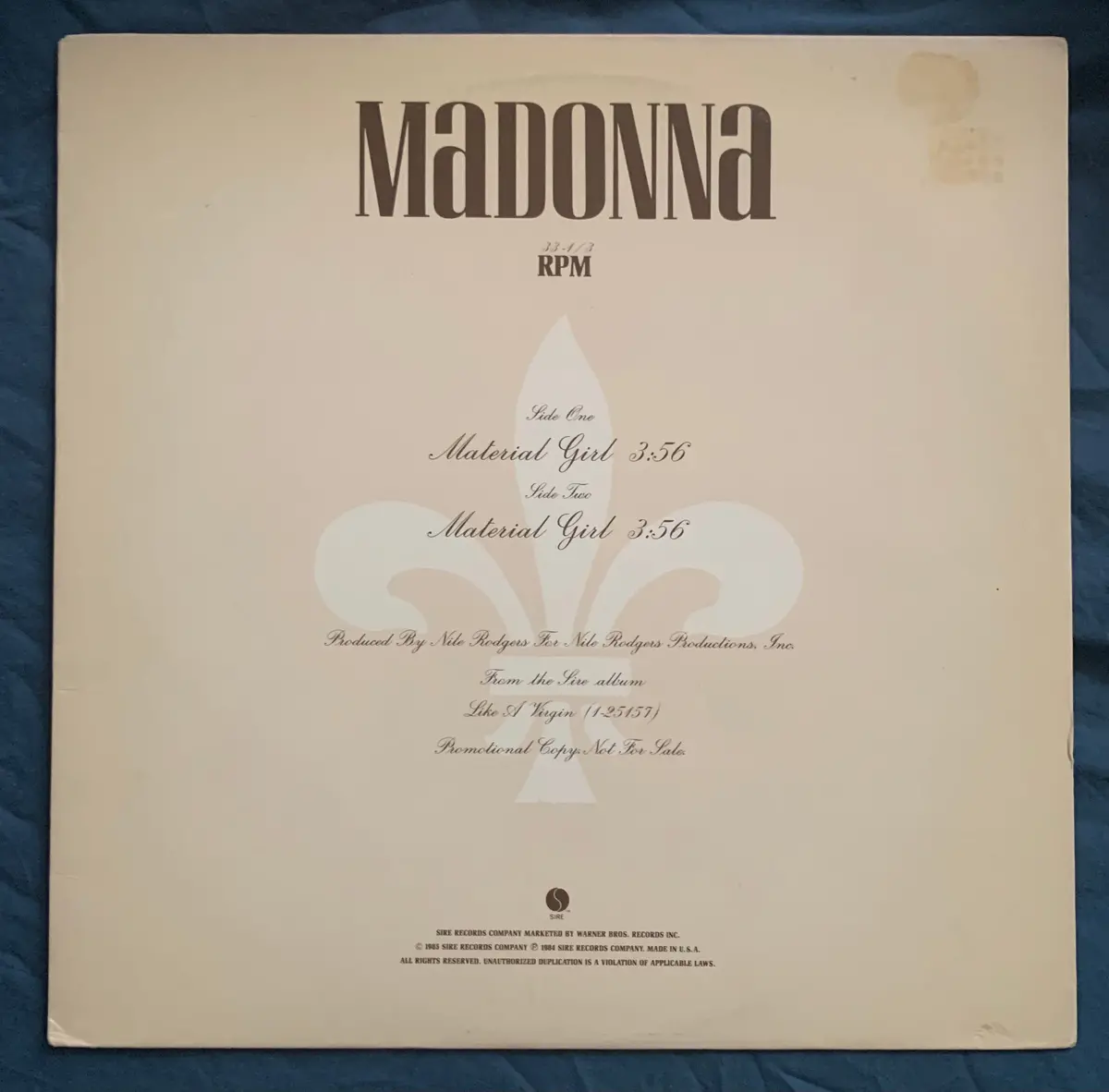 Madonna - Material Girl 1985 Promo 12" (Used) 1