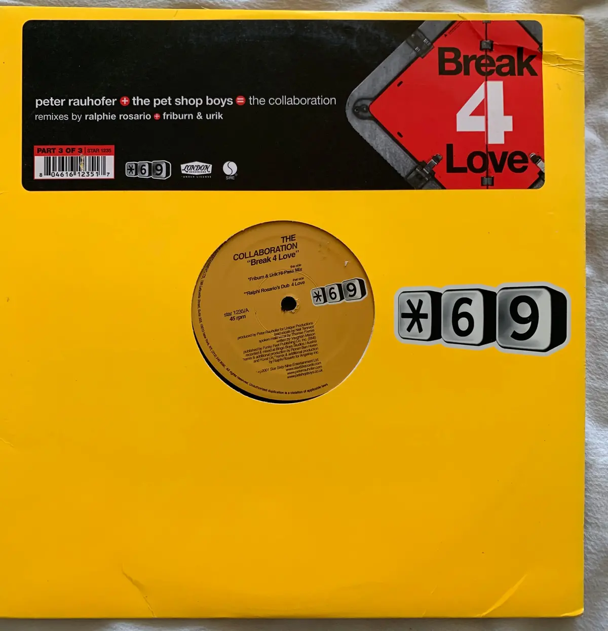 Peter Rauhofer + Pet Shop Boys - The Collaboration Break 4 Love Pt.3 - 12" Remix Lp Vinyl - Used 1