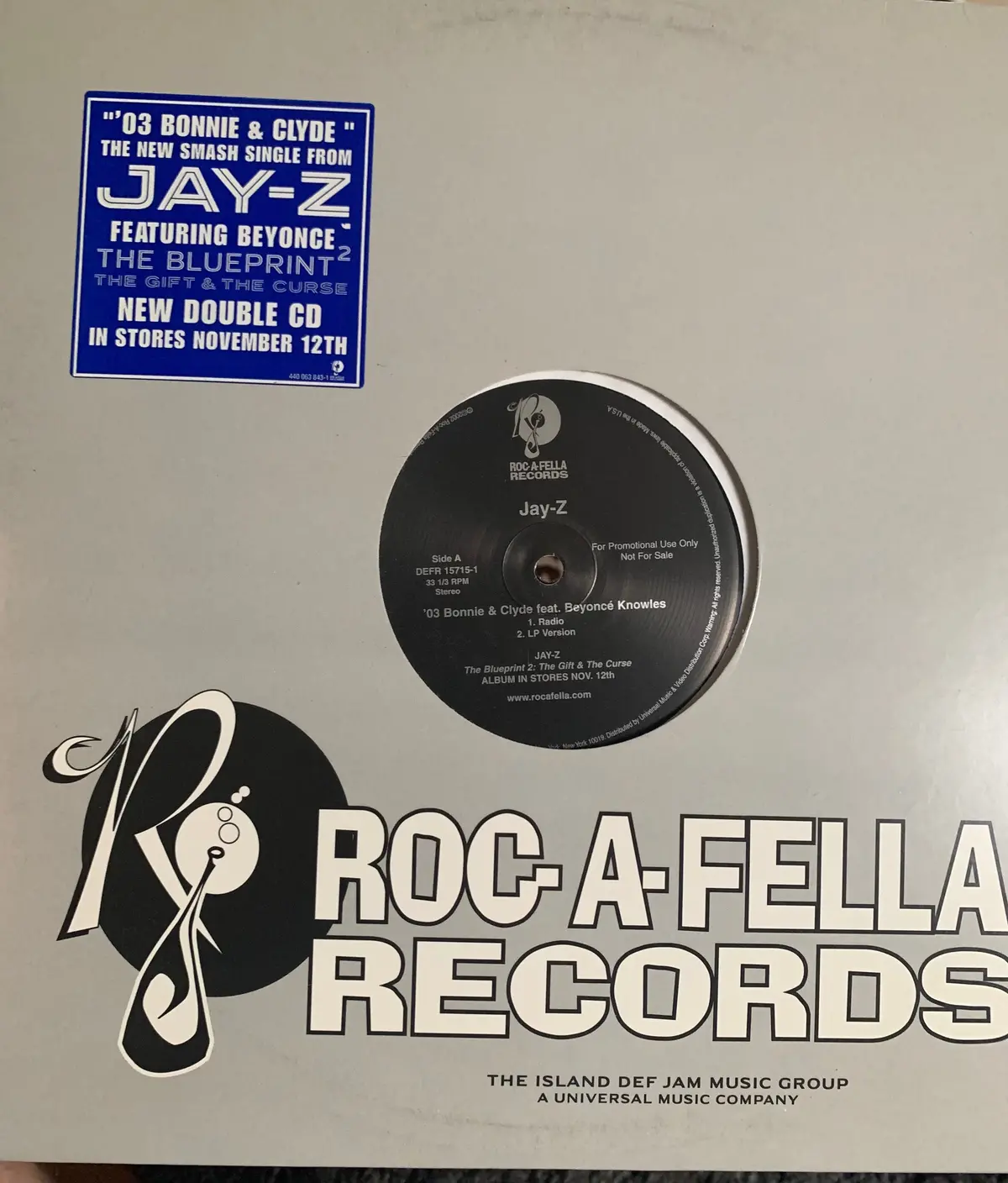 Jay-Z F: Beyonce - '03 Bonnie & Clyde 12" Promo Lp Vinyl - Used 1