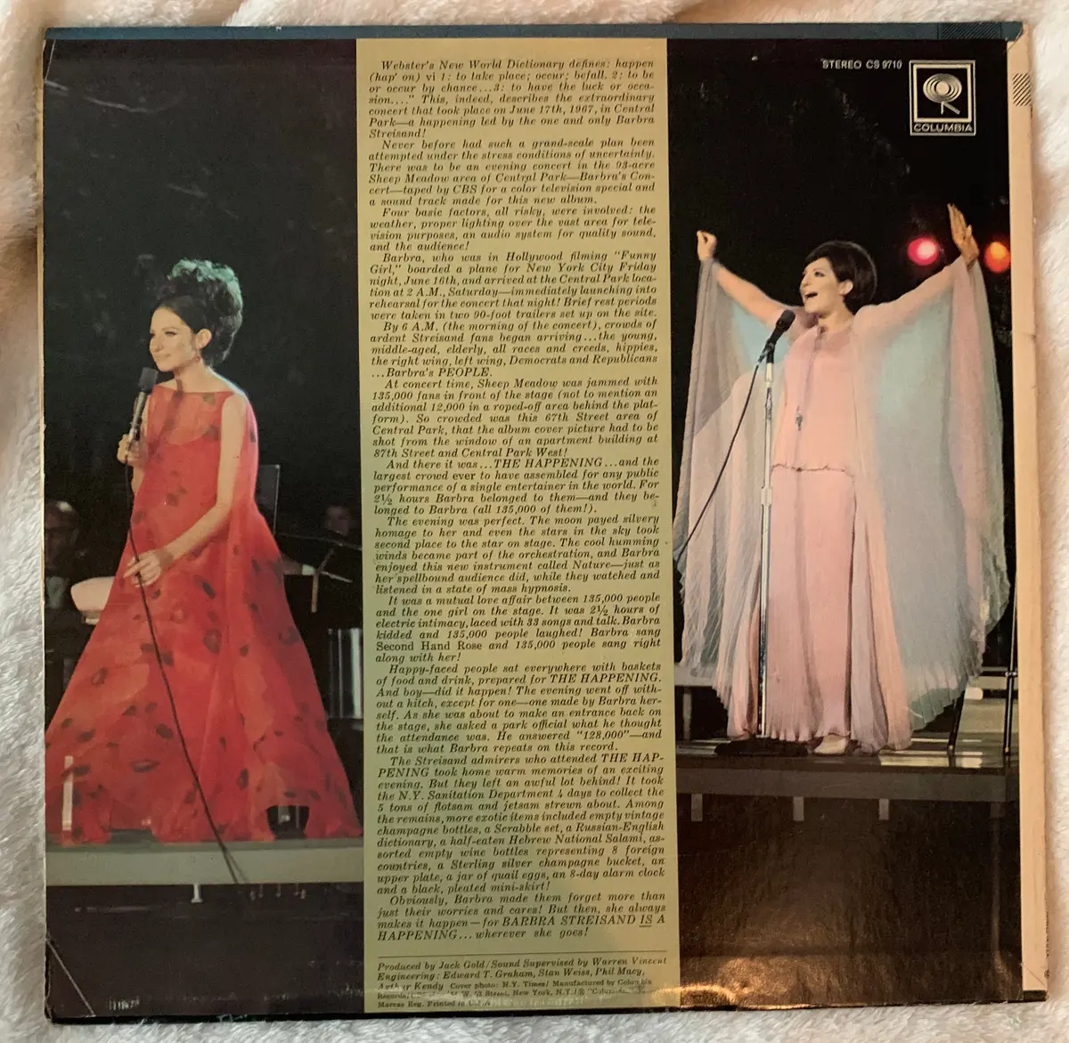 Barbra Streisand - A Happening In Central Park Live Lp Vinyl - Used 2