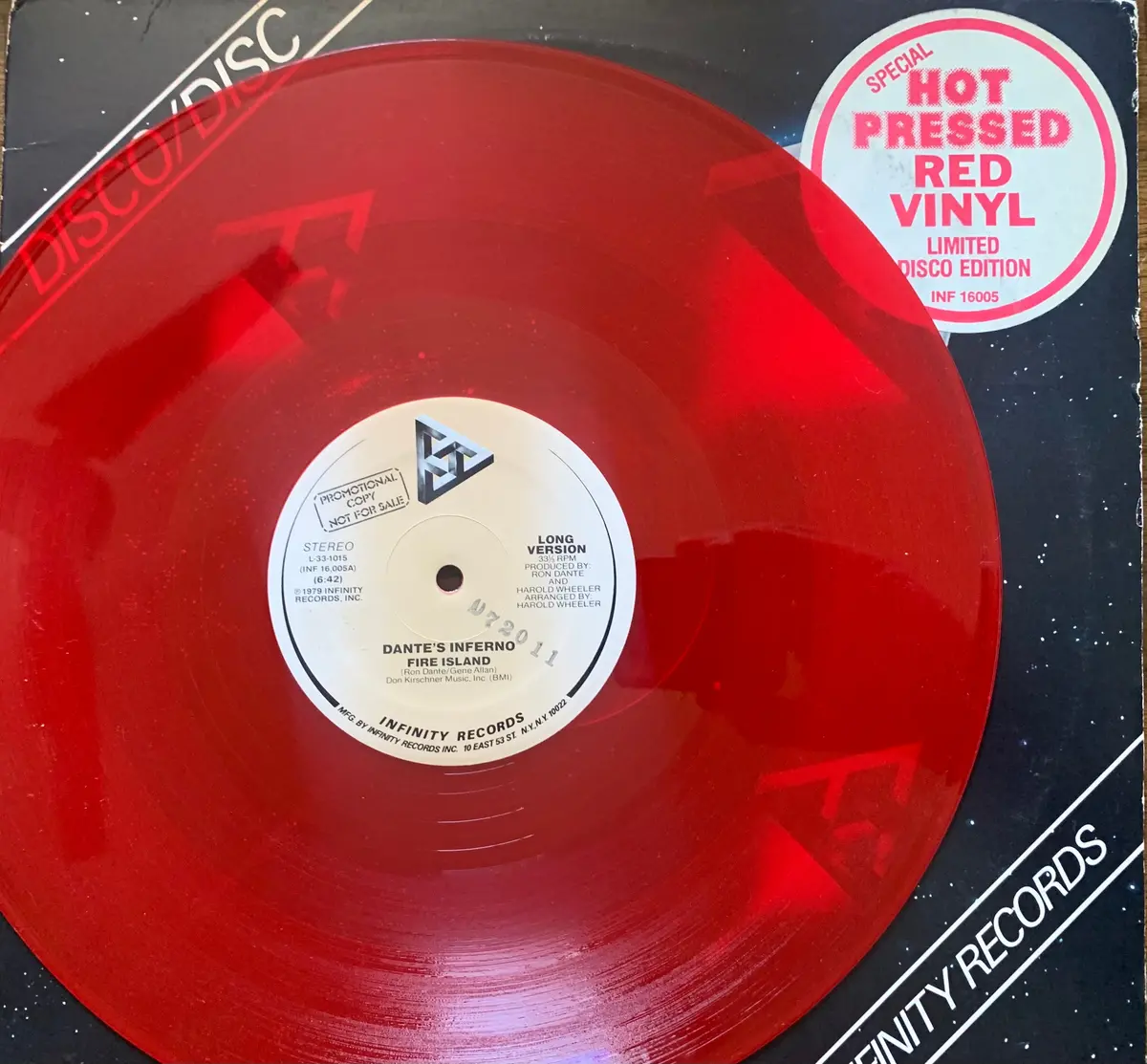 Dante's Inferno - Fire Island 1979 Disco 12" (Promo) Red Vinyl - Used 1