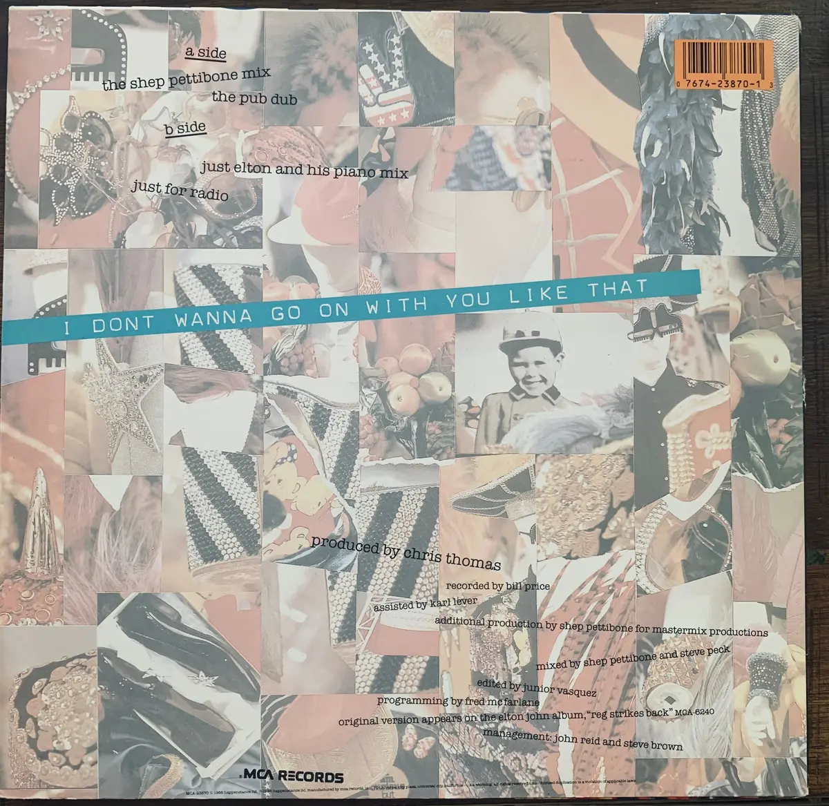 Elton John - I Don't Wanna Go On With You Like That 1988 12" Lp Vinyl - Used 2