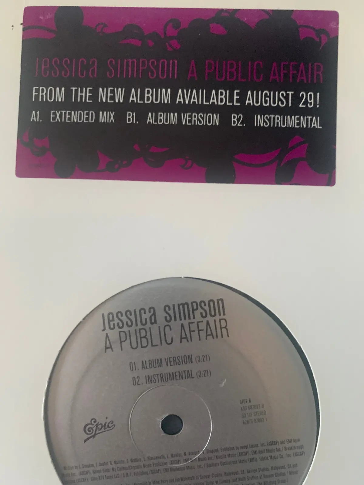 Jessica Simpson - A Public Affair (Promo)  12" Lp Vinyl - Used 1