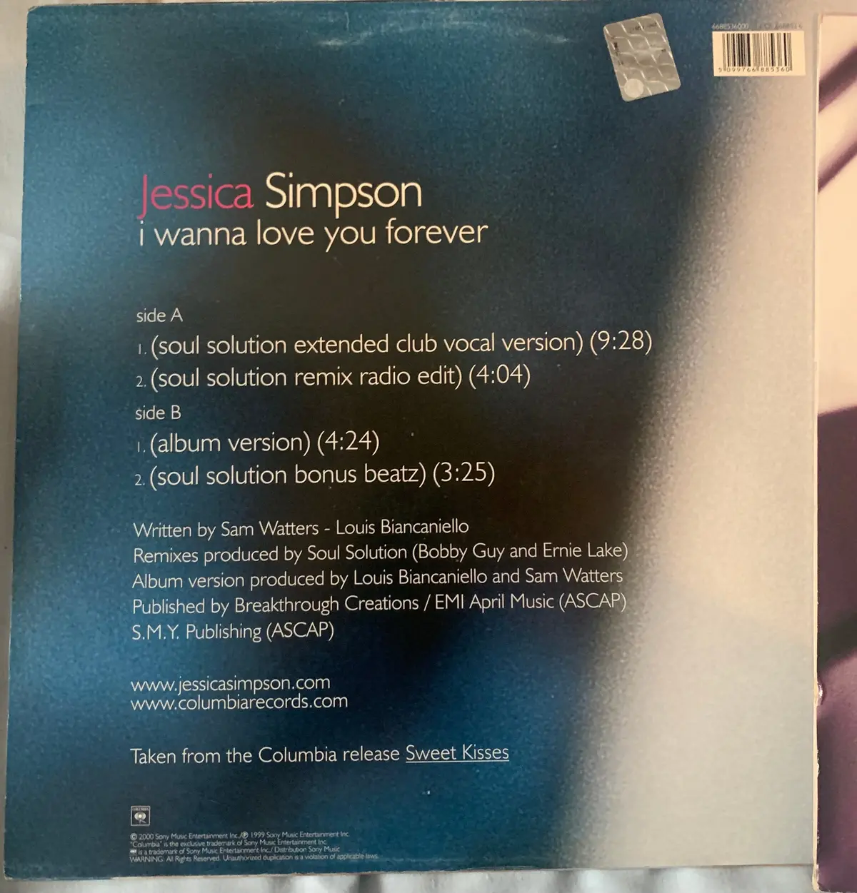Jessica Simpson - Irresistible 12" & I Wanna Love You Forever 12" Lp Vinyl - Used 2
